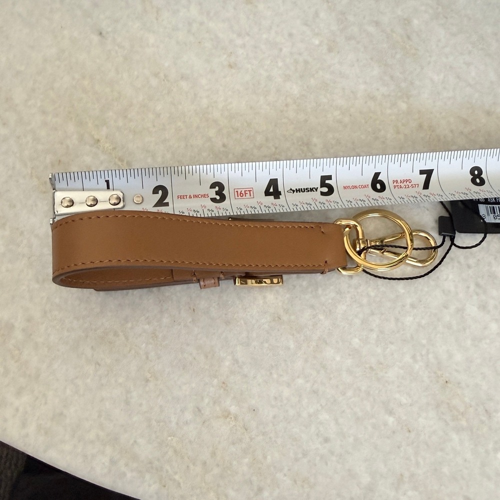 Prada Soft Leather Keychain Wristlet Brown & Gold 1PP186 Made in Italy - Picture 9 of 11